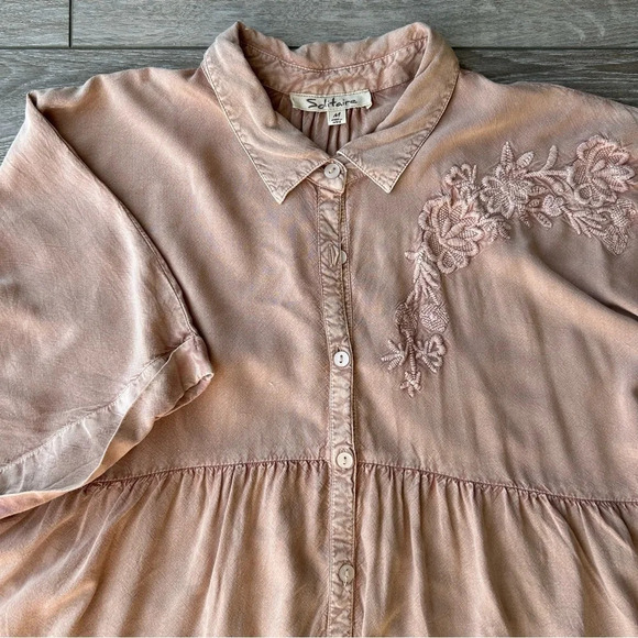 Solitaire Nude Blush Embroidery Tiered Back  Tunics - Picture 8 of 16